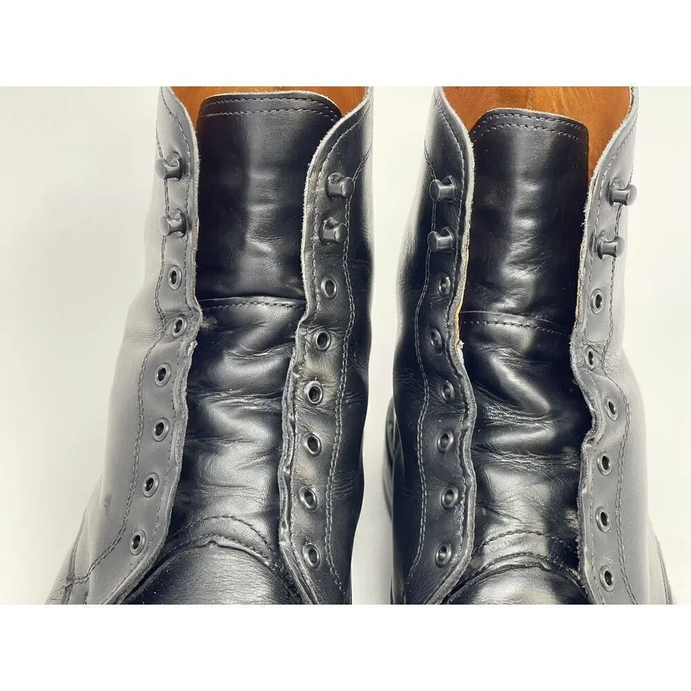 Allen Edmonds First 1st Avenue Black Laced Boots Cap Toe Combo Sole Size 11.5 D
